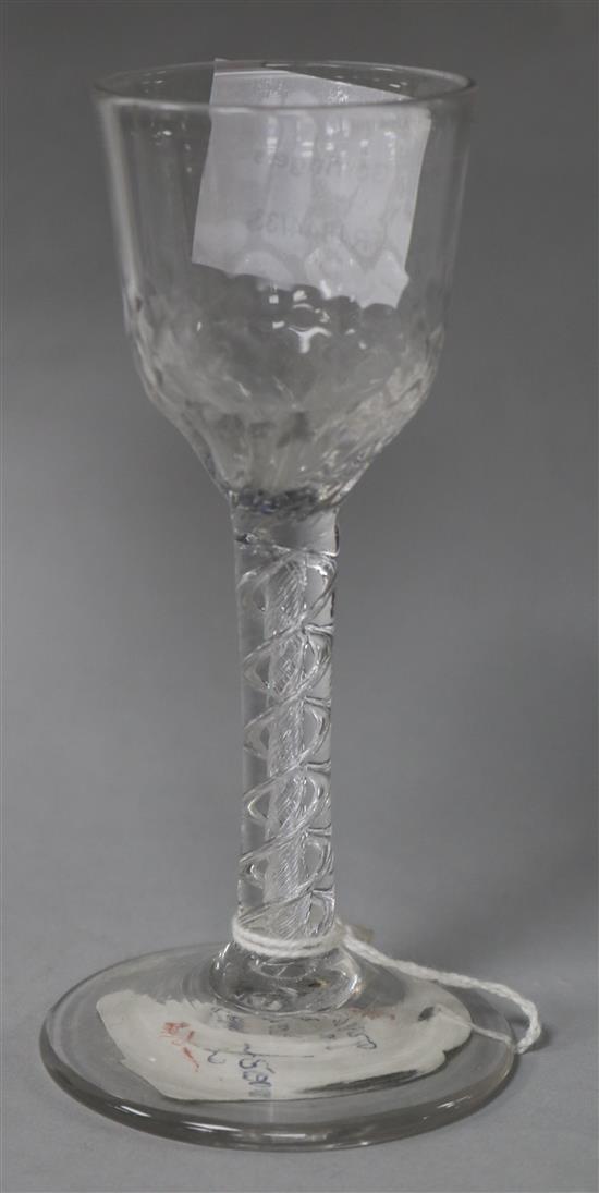 A George III double airtwist cordial glass H.15cm